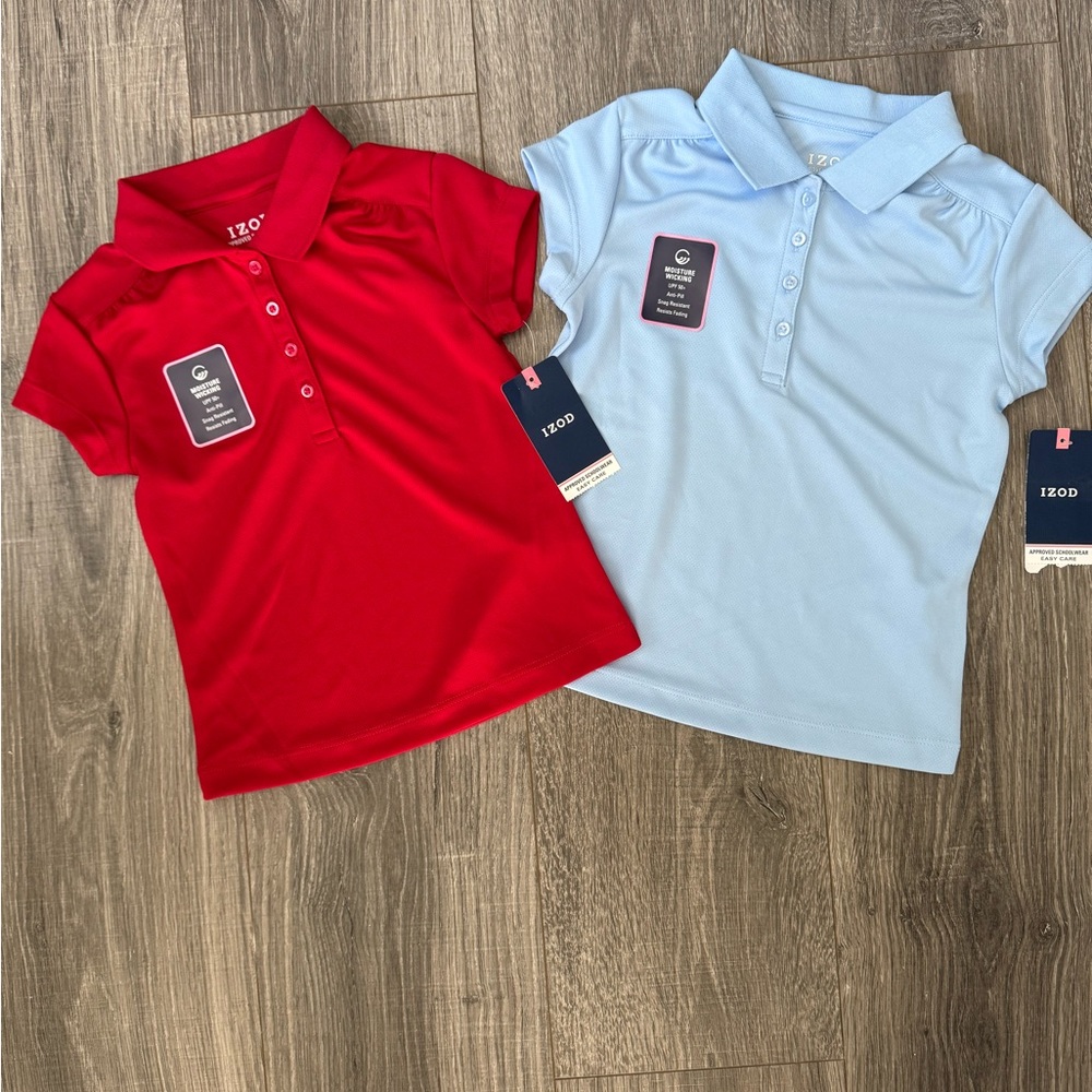 Izod Kids Polo Shirts - Bold Red and Soft Blue - Picture 1 of 7